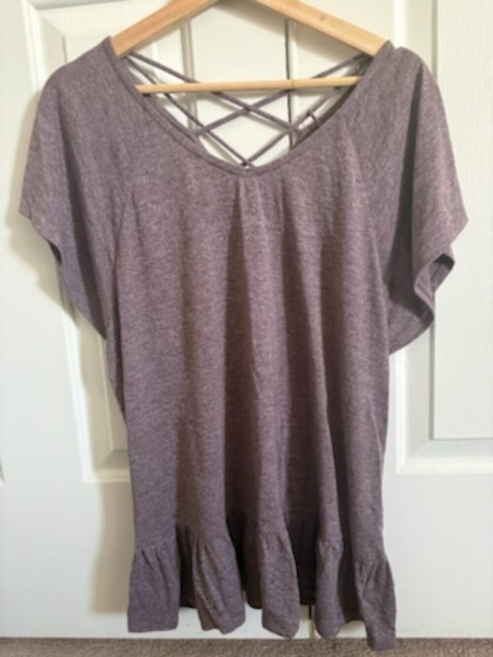 Style & Co, XL, Short Sleeve Top, Light Plum/White Color